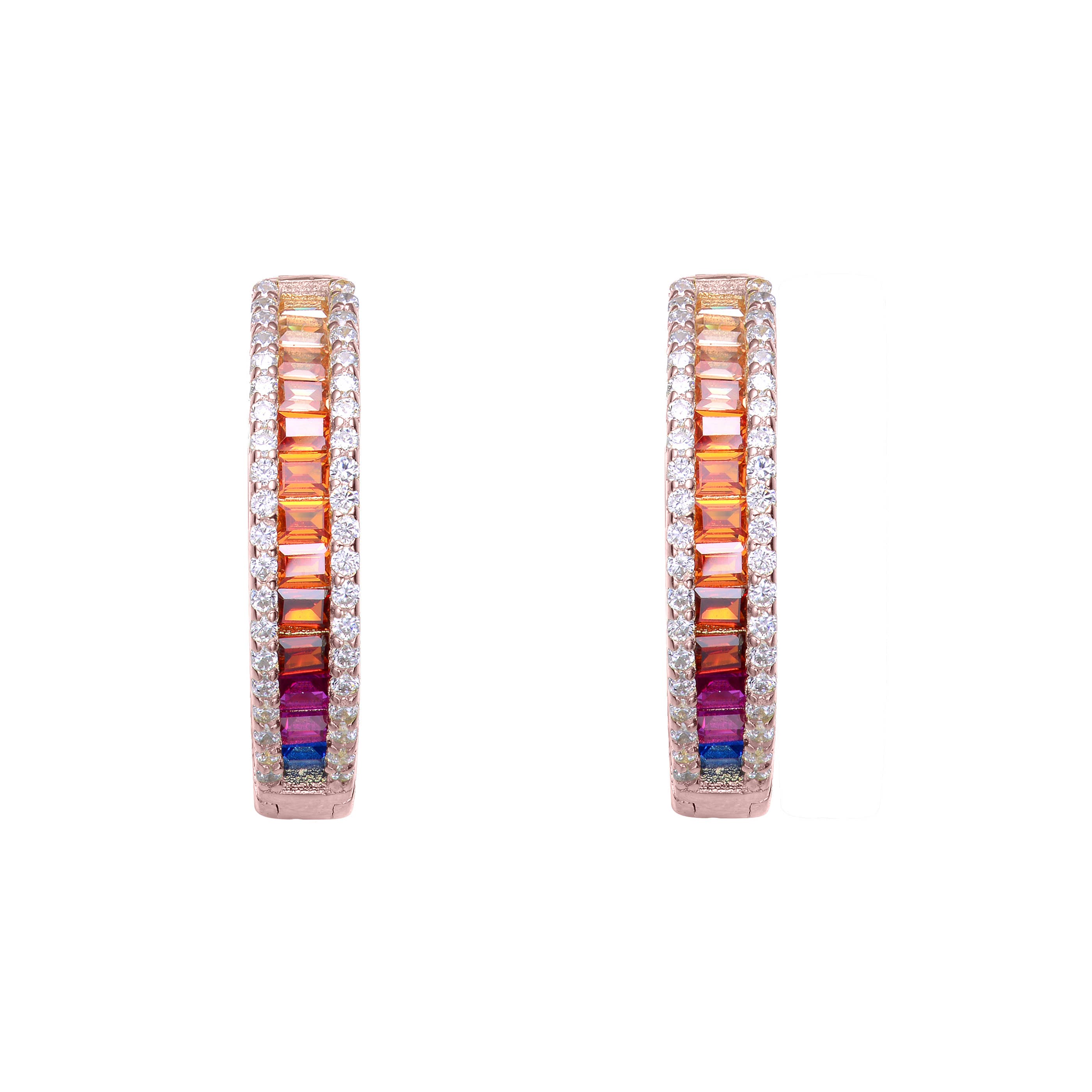 Genevive - Vendita all'ingrosso Orecchini a cerchio - Orecchini a Cerchio in Argento Sterling con Zirconia Cubica Colorata3