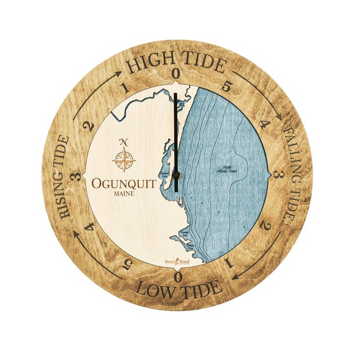 Sea & Soul Nautical Chart Art - Vente Horloges murales - Carte de profondeur d'eau de la côte du Maine81