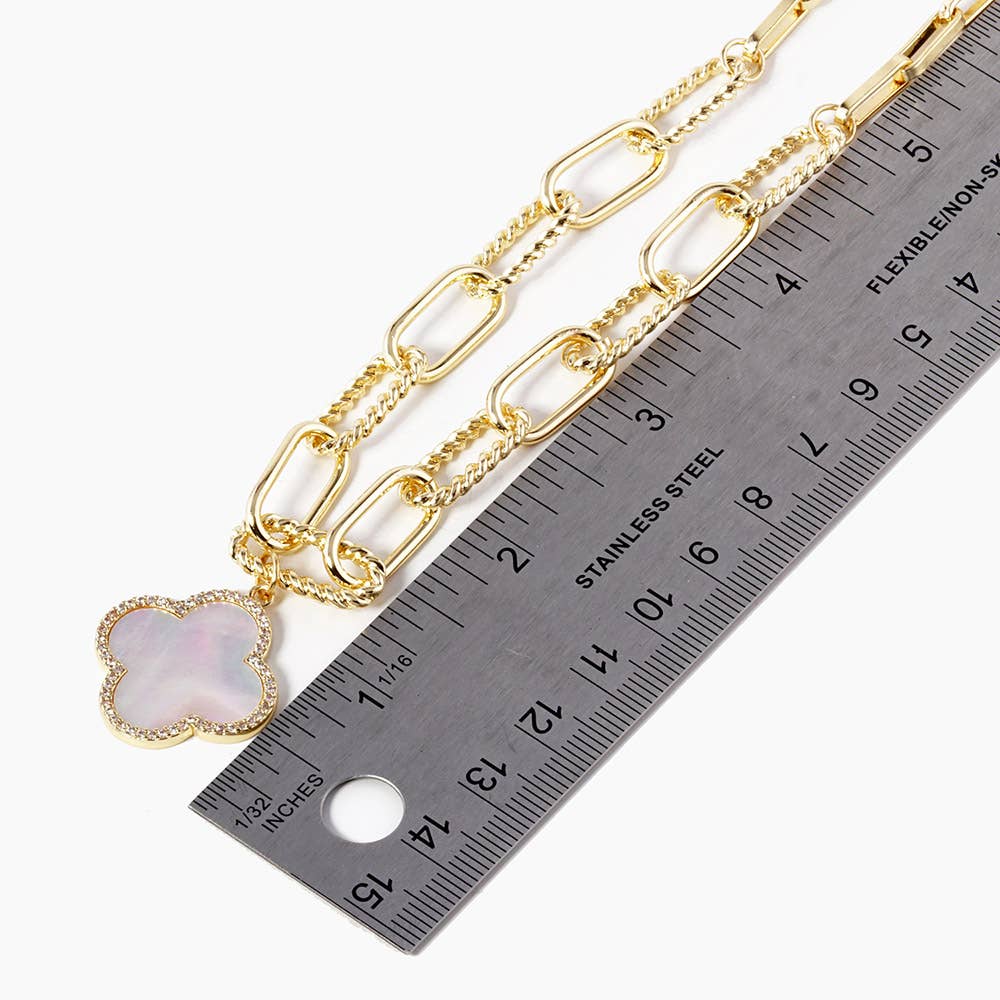 Sensibling Corp. - Wholesale Pendant/Charm Necklace - Gold Dipped Quatrefoil Pendant Paperclip Chain Necklace
10