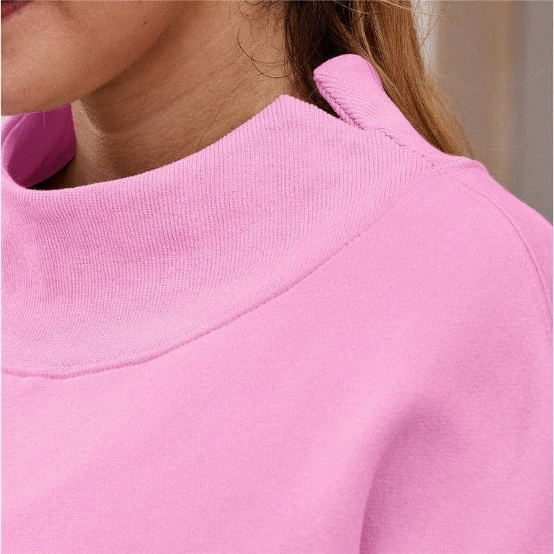 FurDecoration - Wholesale Sweatshirt - Women's - Solid Color High Neck Fleece Sweatshirt2