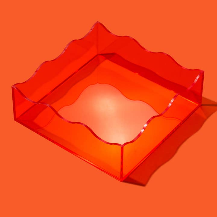 Taylor Elliott Designs - Wholesale Decorative Tray - Wavy Acrylic Tray - Square - Orange0