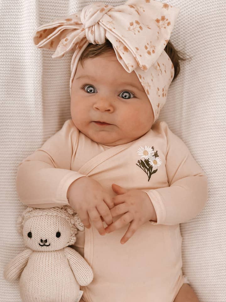 Bamboo/Organic Cotton Freya Long Sleeve Bodysuit - Peach for wholesale by Elke & Indigo