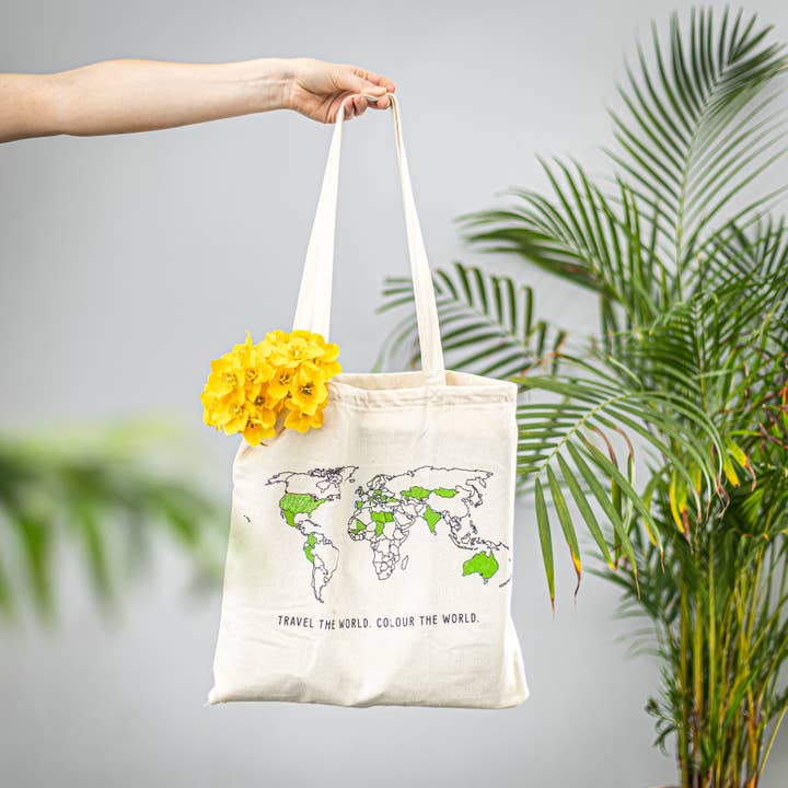 100% Cotton World Color In Tote Bag for wholesale by Trouvaille Global