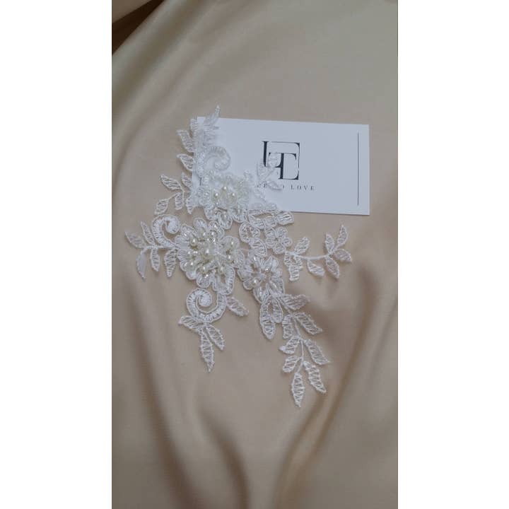 Beaded Ivory French Lace Applique for wholesale on Faire1