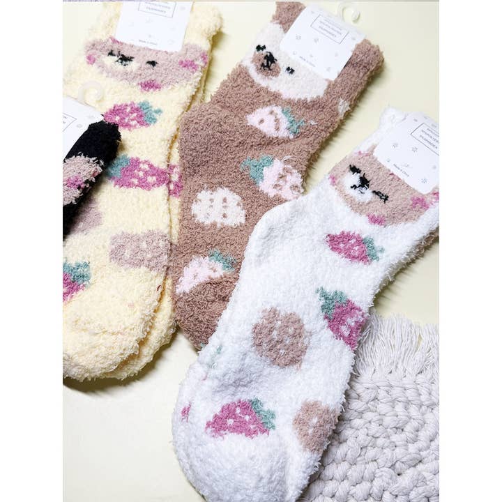 ASSORTED COLOR Plush Cozy Cute Bear Theme Socks for wholesale on Faire5