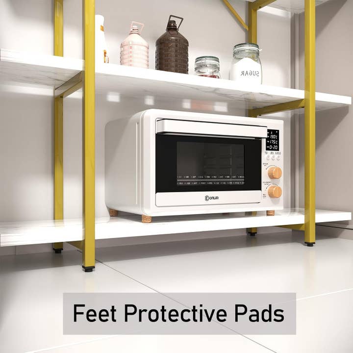 Five Tier Bookshelf Organizer White Faux Marble Metal Open Display for wholesale on Faire8