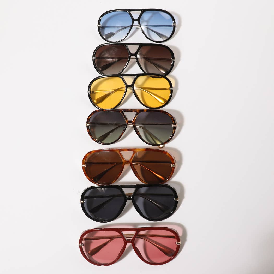  ASSORTED COLOR Tinted Lenses Retro Aviator Sunglasses for wholesale on Faire1