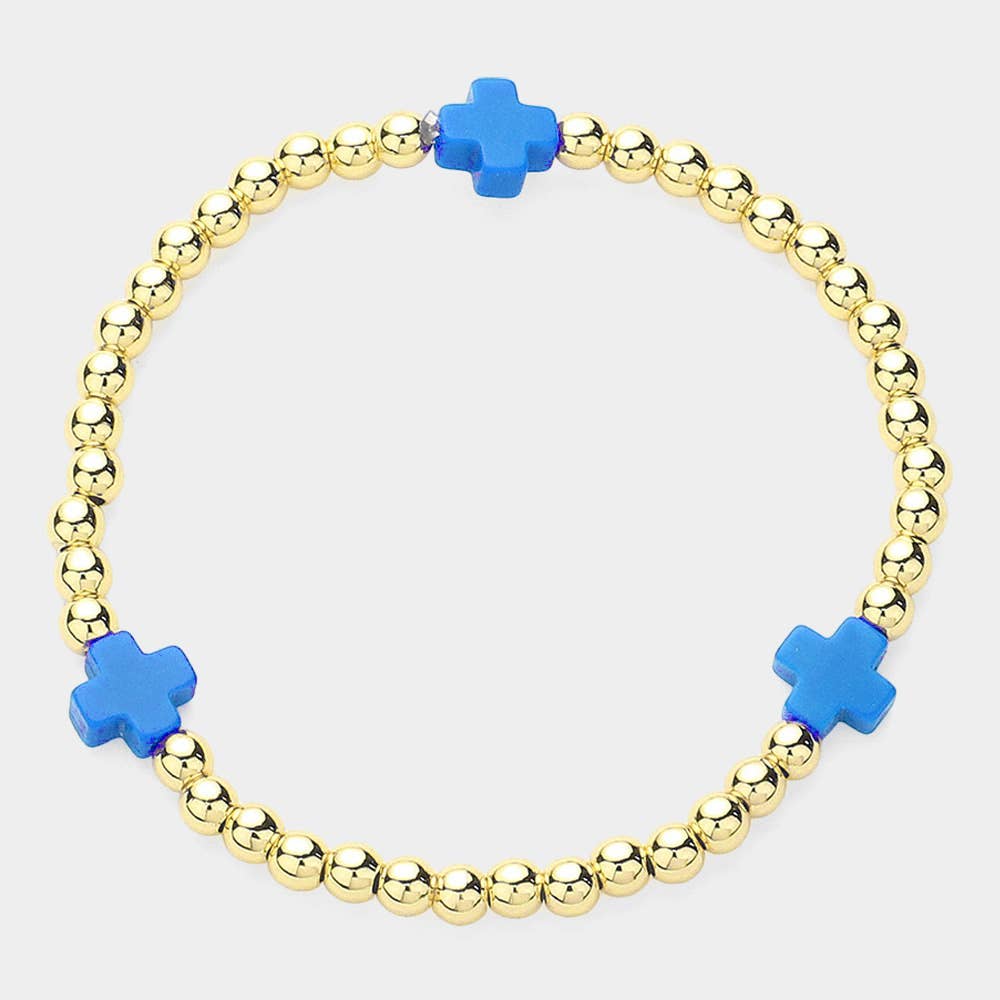 Sensibling Corp. - Vendita all'ingrosso Bracciale con perline - Bracciale elastico con perline a sfera in acciaio inossidabile a croce.5