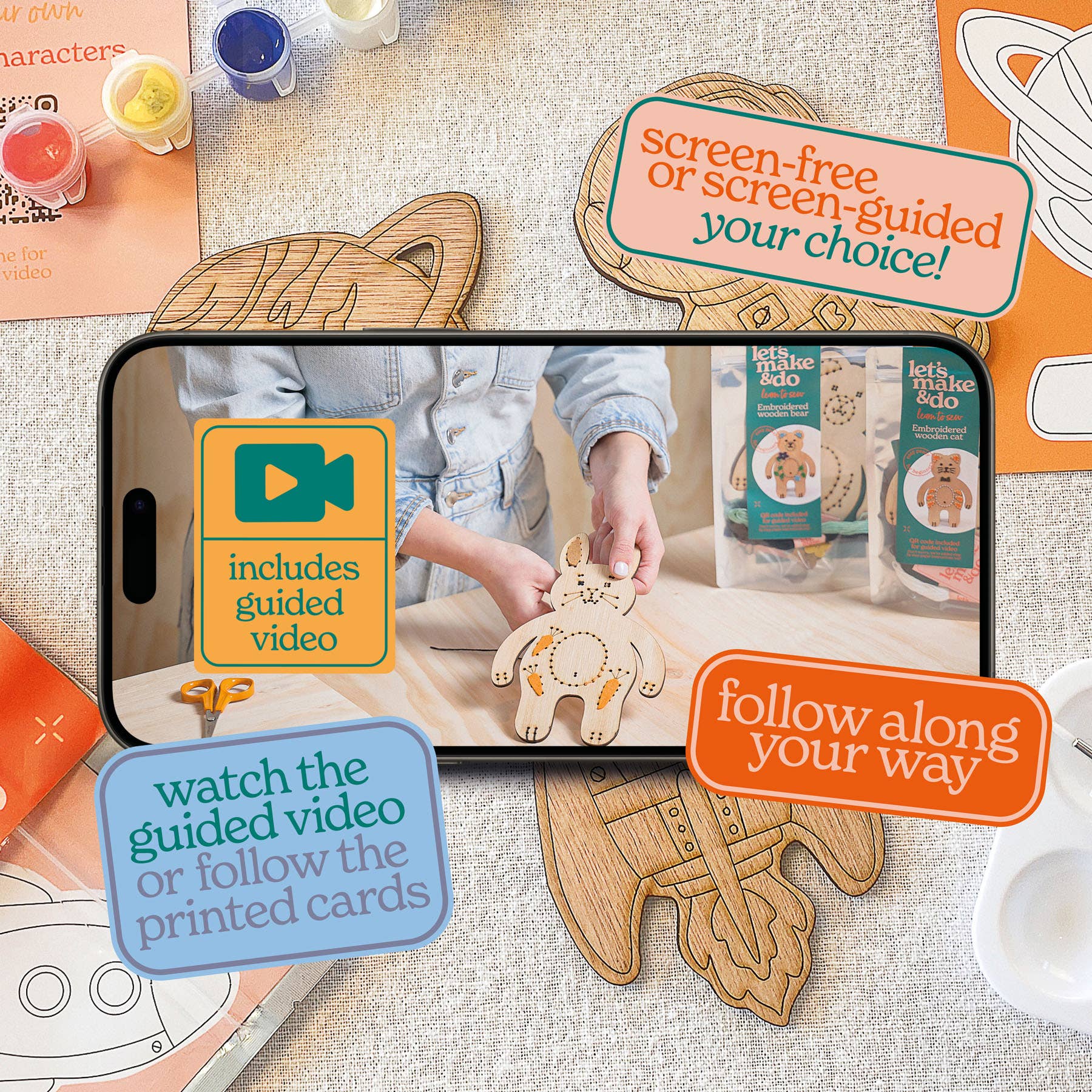 Let's Make & Do – wholesale DIY craft kit – Child – Paint Your Own Wooden Space Explorers Kit2