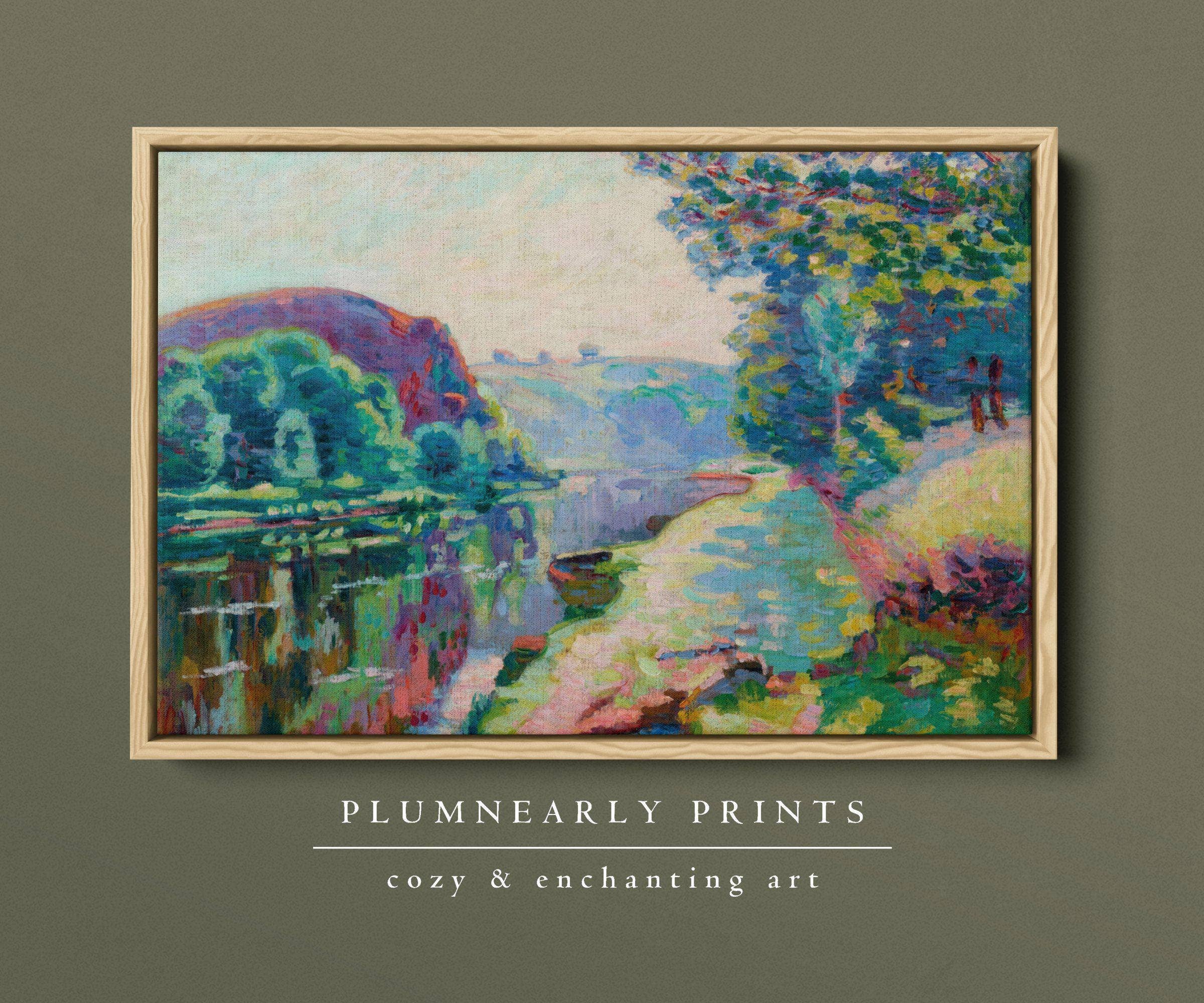 Plumnearly Prints - Wholesale Canvas Art - Periwinkle Purple Landscape Painting Framed Canvas Art 355