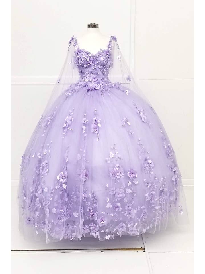 Chicas - Venta al por mayor Vestido de fiesta - Mujer - Vestido de Quinceañera con Flores y Capa Dividida CHF301812