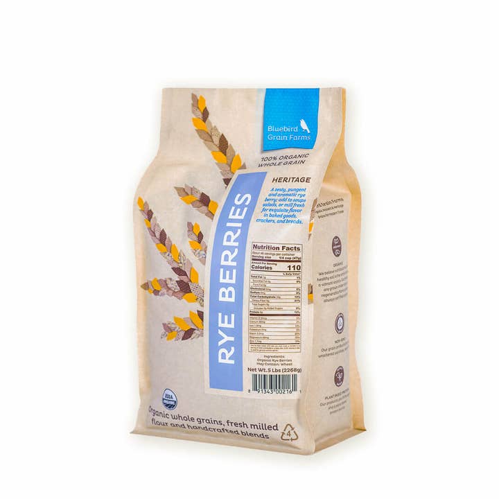 Organic Rye Berries - 5 lb for wholesale by Bluebird Grain Farms