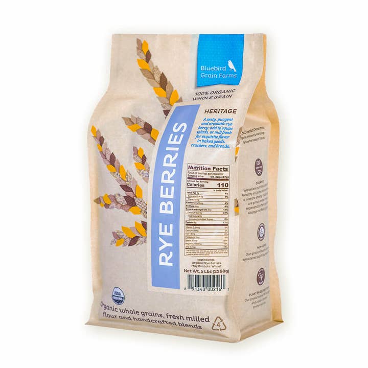 Organic Rye Berries - 5 lb for wholesale by Bluebird Grain Farms