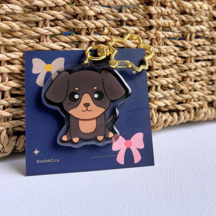 BsafeKC - Wholesale Keychain - Women's - Light Brown Rottweiler Acrylic Dog Keychain | Handmade Charm | Cute Animal Lover Pet Loss Memorial Gift
