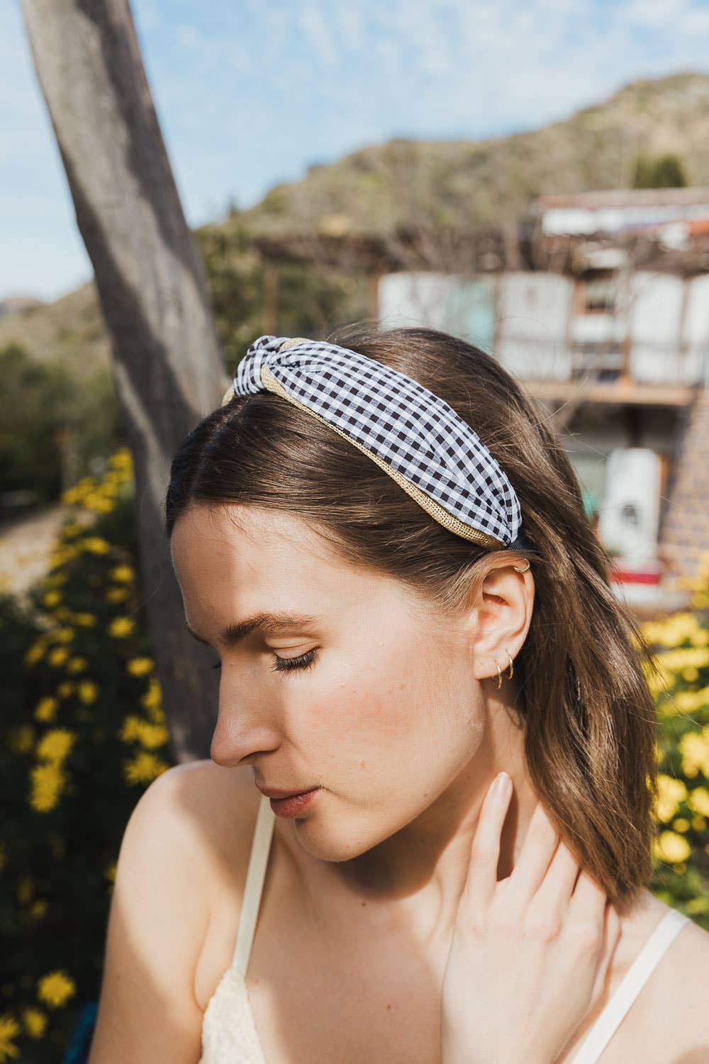 Leto Accessories - Wholesale Fashion Headband - Women's - Gingham Pique Woven Knot Headband 🌼9