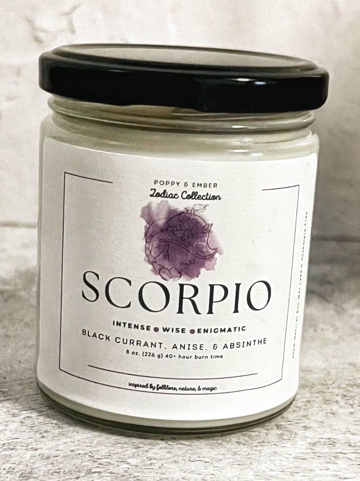 Scorpio Zodiac Crystal Candle for wholesale by Poppy & Ember