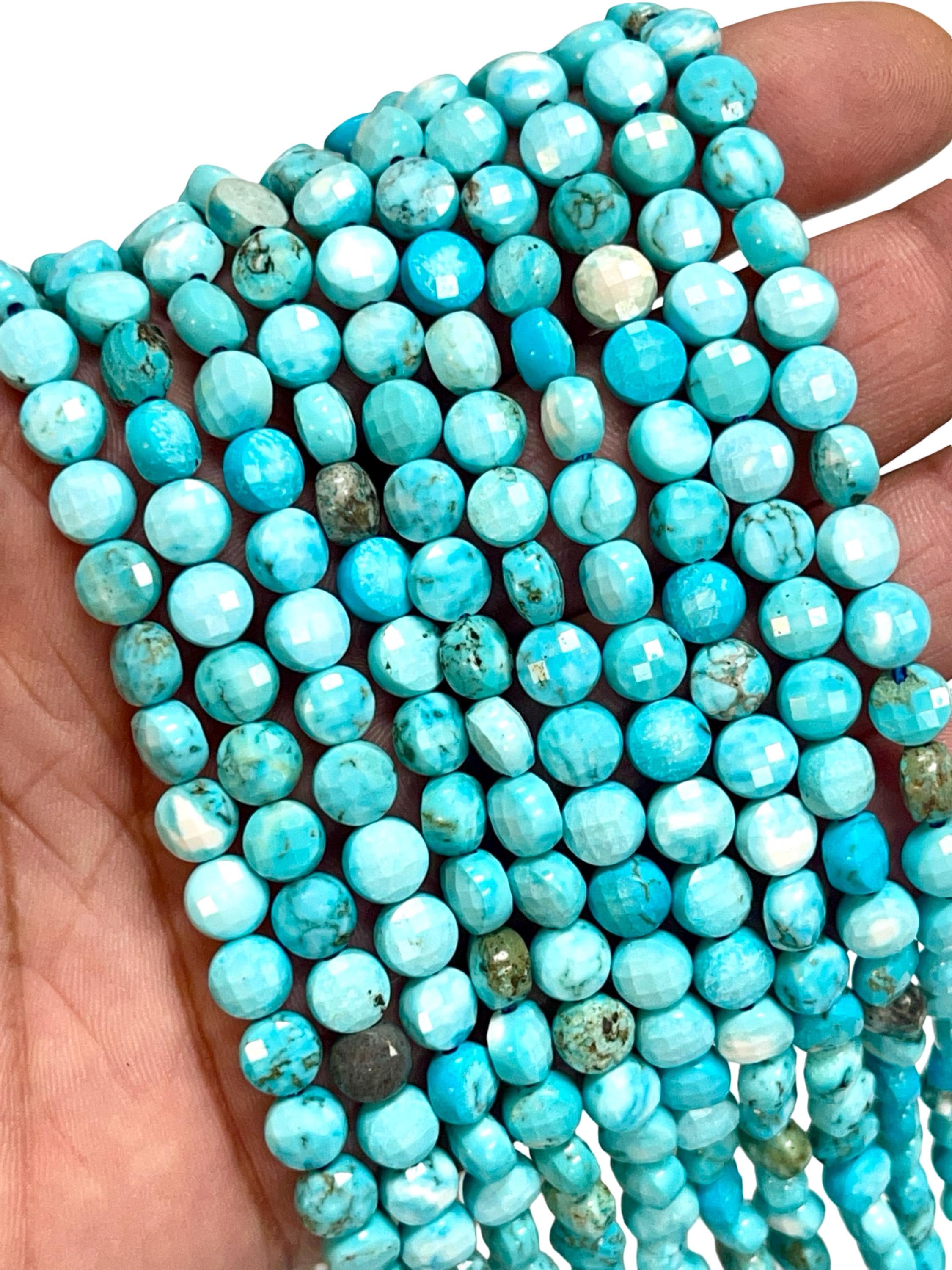 TRIVENI USA INC - Wholesale Beads - Turquoise Gemstone Beads Faceted Coin 6mm Strand Polished1