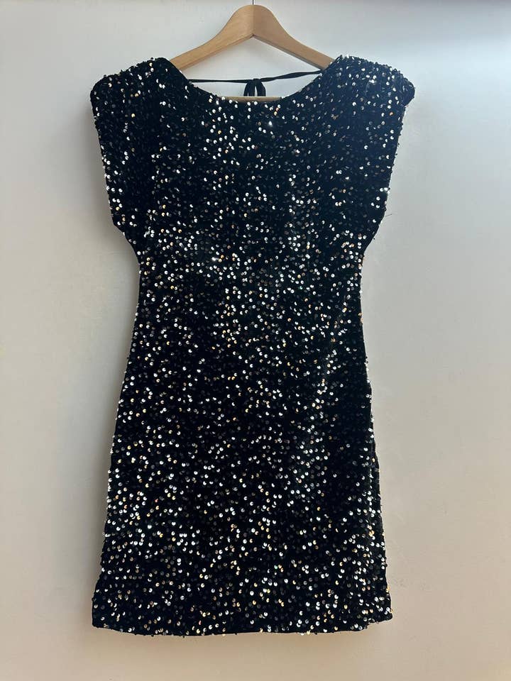 LORIANE - Wholesale Dress - Women's - 11245 Short velvet dress with sequins2