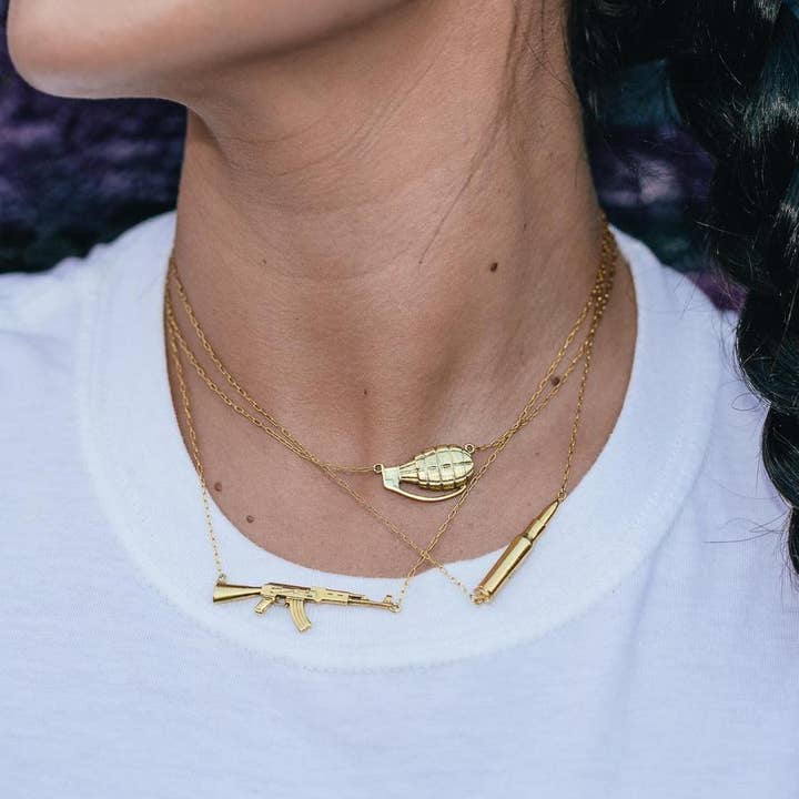bstrd - Wholesale Pendant/Charm Necklace - AK-47 Necklace - 18k Gold Vermeil or Sterling Silver1
