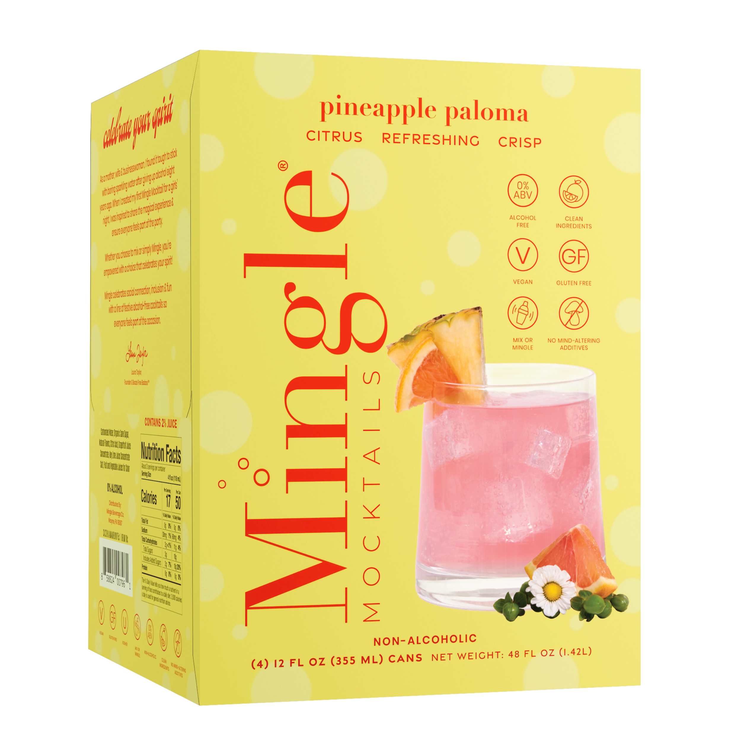Mingle Mocktails - Wholesale Non-Alcoholic Aperitif/Mocktail - Pineapple Paloma Sparkling Mocktail (6 x 4pk)1