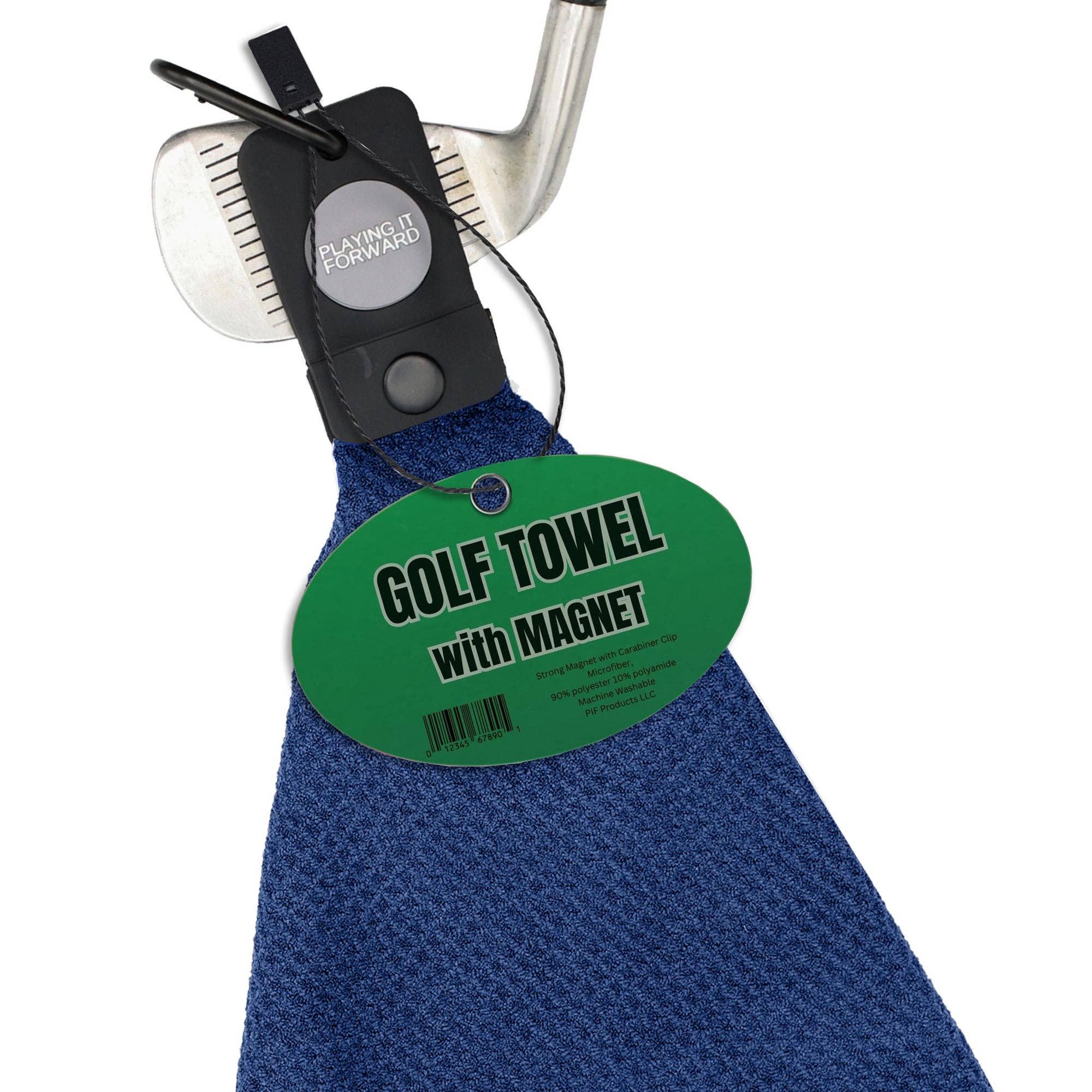 Playing It Forward - Wholesale Sports Towel - Magnetic Microfiber Golf Towel with Clip  - Navy7