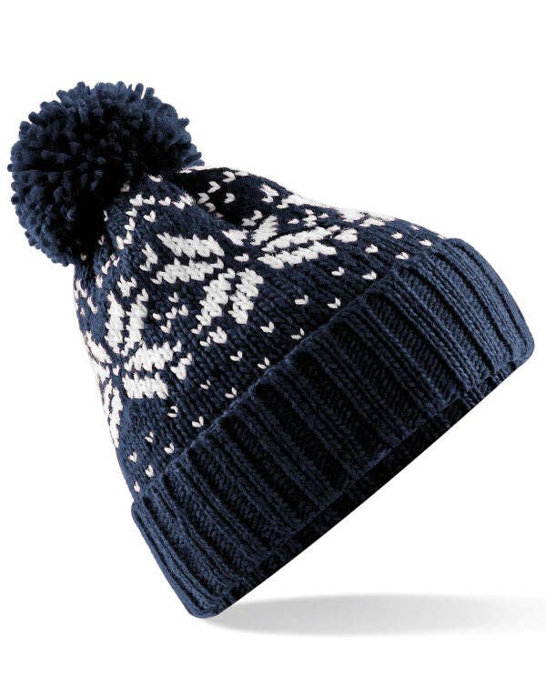 Logo Free Clothing - Wholesale Beanie - Unisex - Beechfield Fair Isle Snowstar® Beanie | Unisex | Pom-Pom | Cuffed | 7 Colours | One Size4