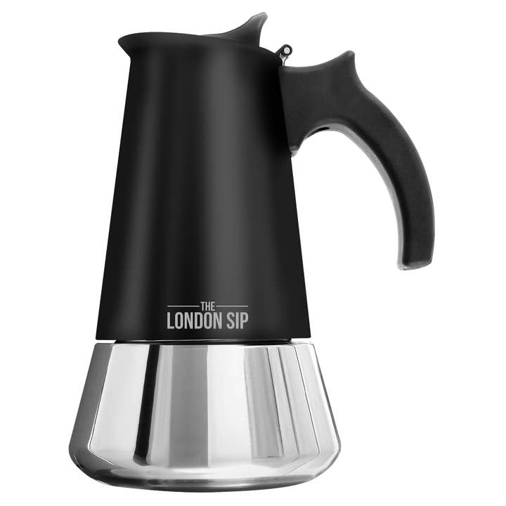 London Sip Stainless Steel Espresso Maker 6-cup, Black for wholesale by Kitchen Supply