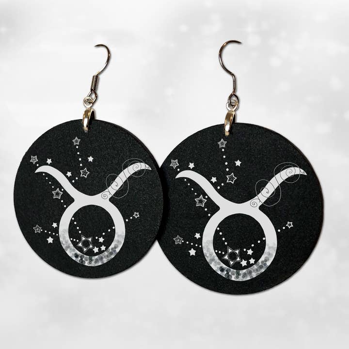 Taurus Symbol and Constellation, 2” Zodiac Earring for wholesale by Katekreates
