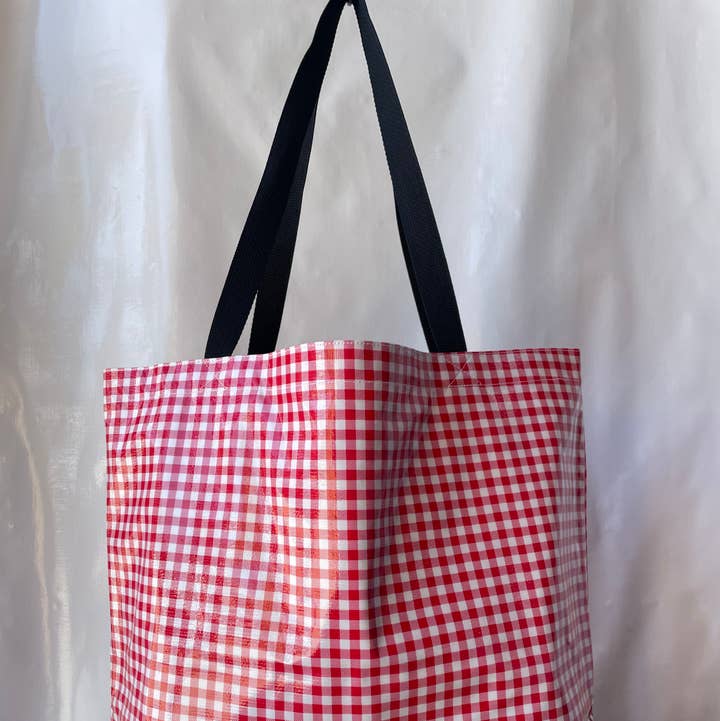 Gingham Red Large Tote for wholesale by Oilcloth International