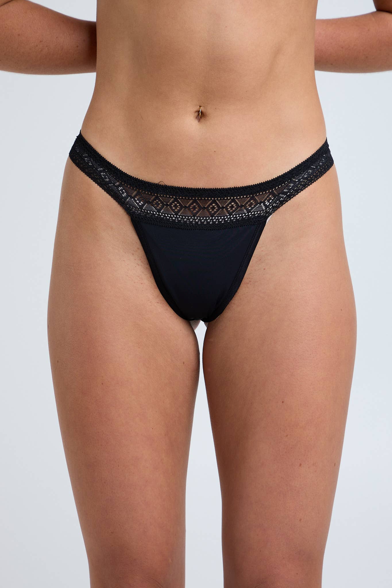 Black Luxe Lace Period G-string for wholesale on Faire