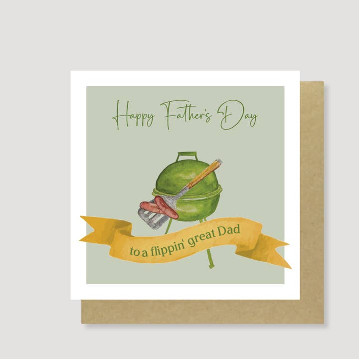 Watercolour BBQ Father's Day Greeting Card - Eco Friendly for wholesale by Heather Trefusis Art - Greeting Cards (*US Duties Paid*)
