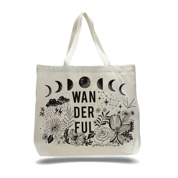 Sac fourre-tout en toile Wanderful pour la vente par Bobo Design Studio