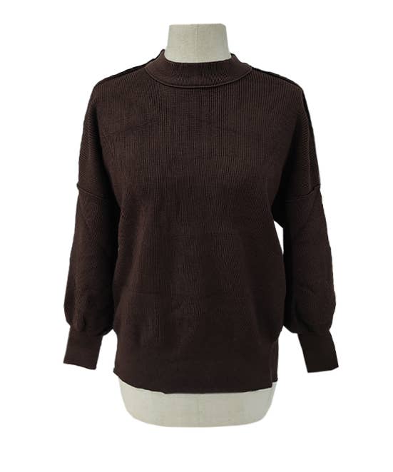 HIDDENBRAND - Wholesale Knit Sweater - Women's - Crewneck Batwing Long-Sleeved Slit Sweater17