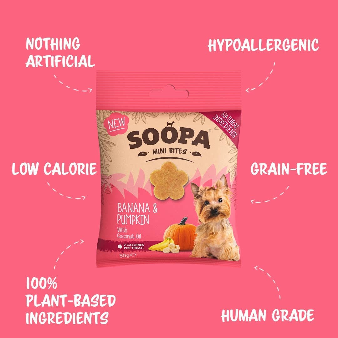 Soopa UK - Wholesale Pet Treats - Dog - Mini Breed (Banana & Pumpkin) Dog Treats0