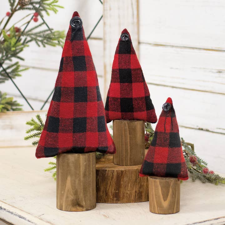 The Hearthside Collection – Decoração de Natal por atacado – Árvore de Natal Buffalo Check em Stump, 7,5"