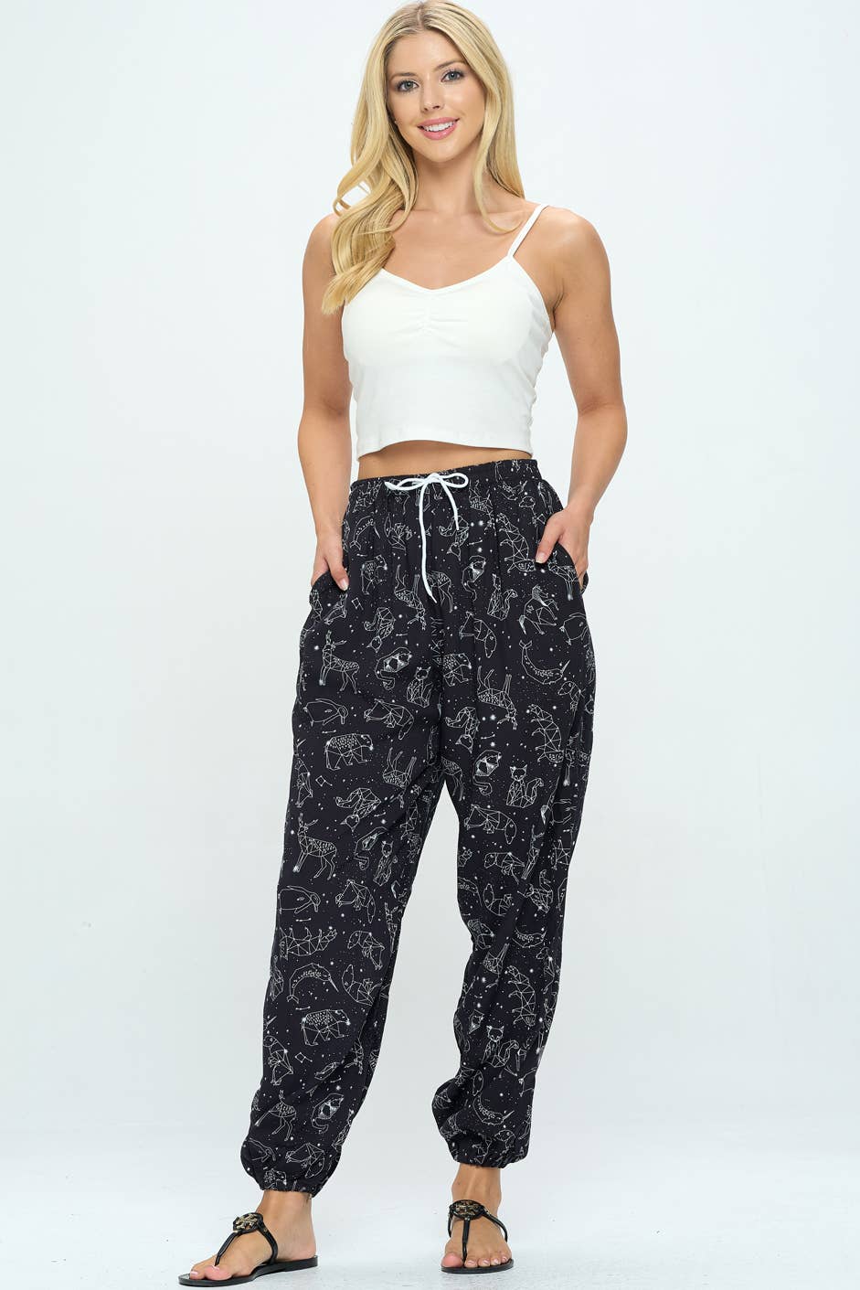 LA Soul - Wholesale Pants - Women's - Celestial Animal Print With Drawstring and Pocket0