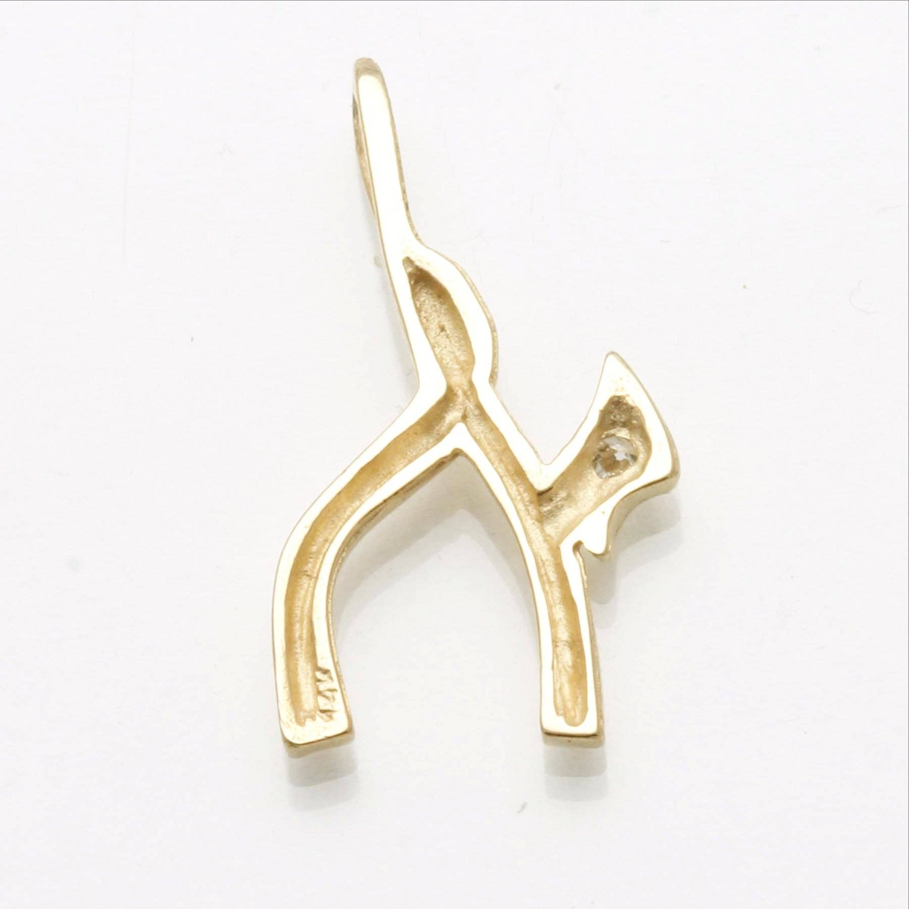 Bareket Fine Jewelry - Wholesale Individual Charm/Pendant - 14k Yellow Gold Chai Diamond Modern Pendant1