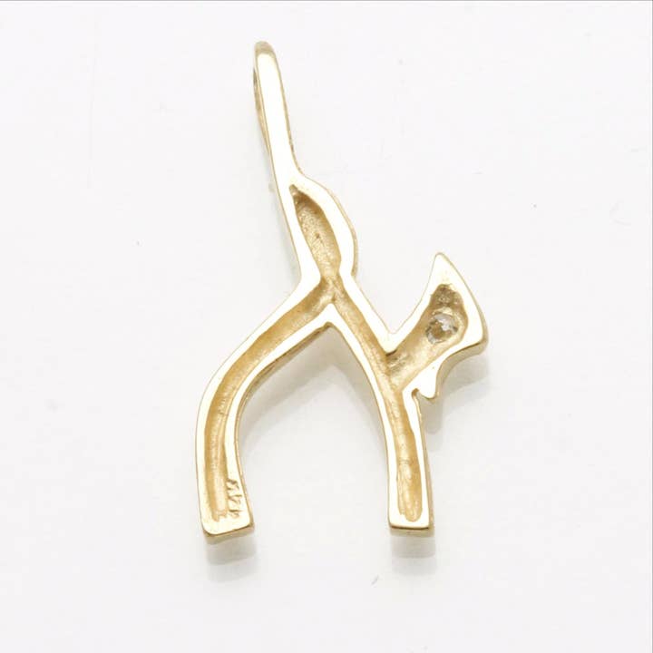 Bareket Fine Jewelry - Wholesale Individual Charm/Pendant - 14k Yellow Gold Chai Diamond Modern Pendant1