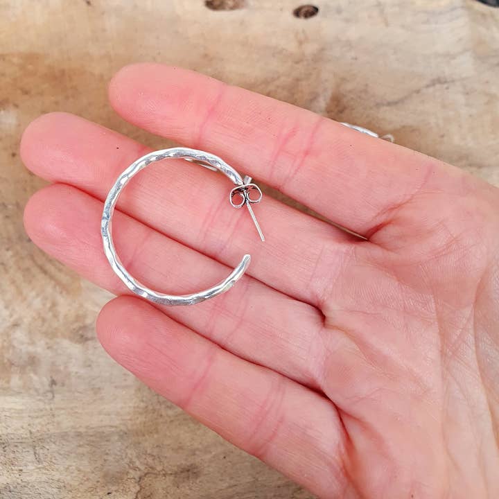Kaali Boutique - Wholesale Hoop Earrings - Elegant Silver Hoops / Hammered / Silver Hoops / Ethnic Boho Classic XL Bohemian Marriage Bridal Jewelry Hippie Hiphop Festival4
