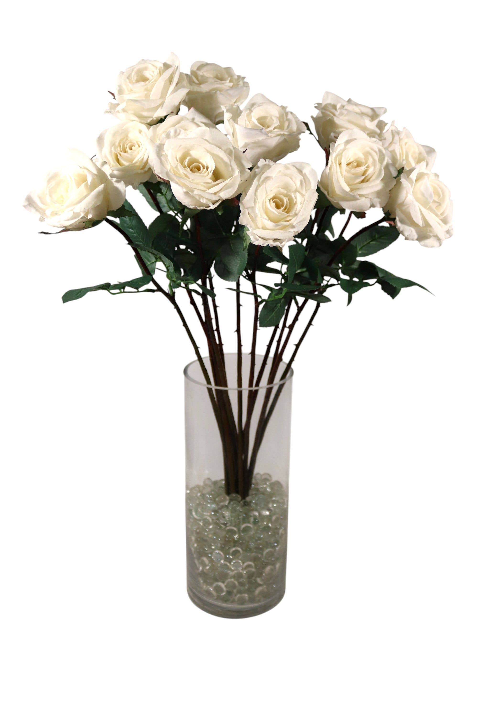 Larksilk - Wholesale Artificial flowers - 27" Real Touch Candle White Rose Artificial Flower3