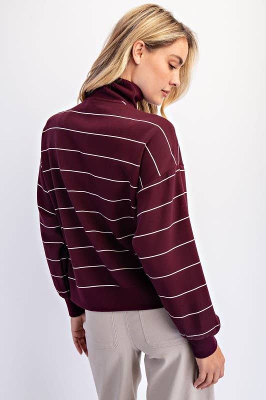 Sunday Morning - Vente Sweat-shirt – femme - T7299PL37 PULL À COL MONTANT À RAYURES ET FERMETURE ÉCLAIR DE GRANDE TAILLE 24