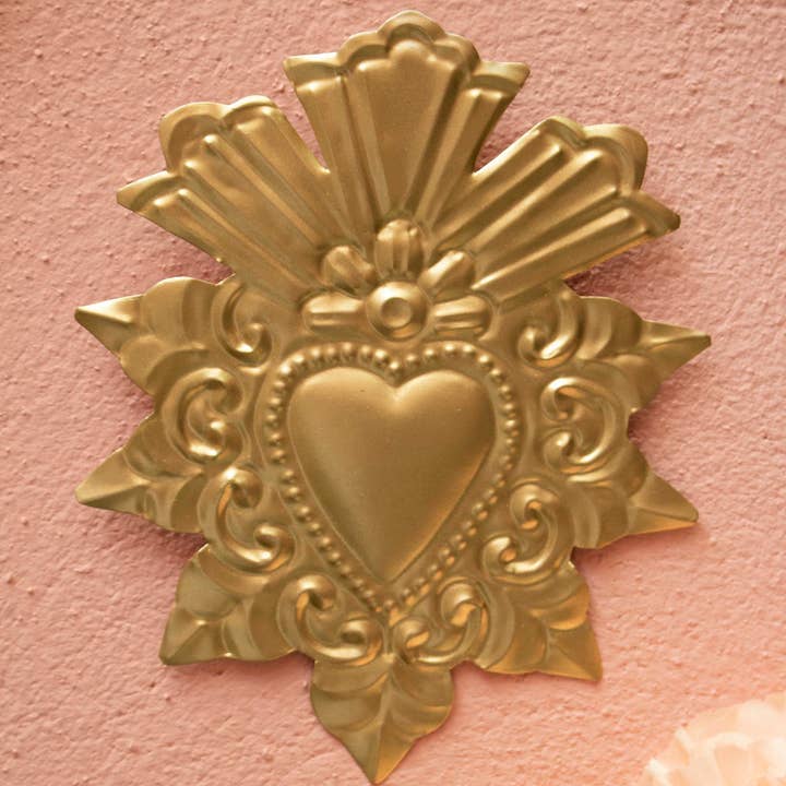 P.I. Project France - Wholesale Wall Accent - Golden Mexican Sacred Hearts - Ex-voto milagros3
