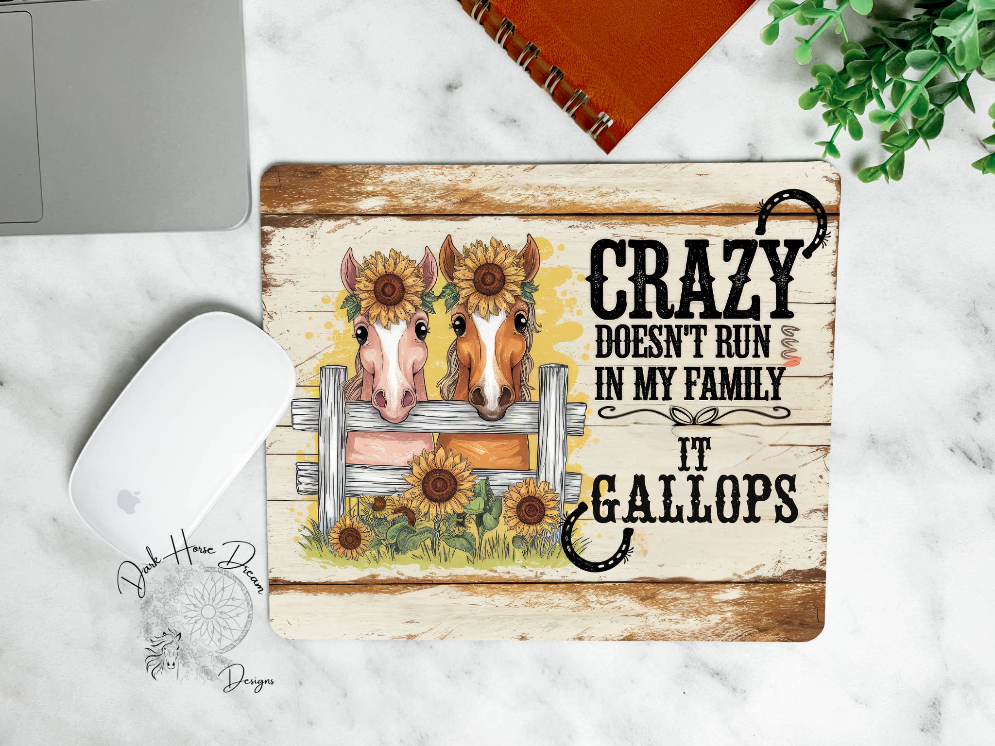 Dark Horse Dream Designs LLC – wholesale Mousepad/trackpad – Crazy Runs In the Family, Horse Girls, Office, Mouse Pad