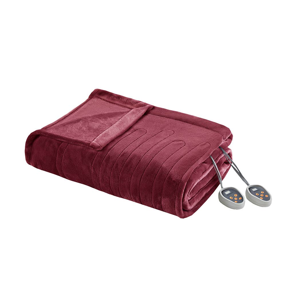 Olliix - Wholesale Bedding Blanket - Heated Microlight Plush Electric Bedding Blanket, Red3