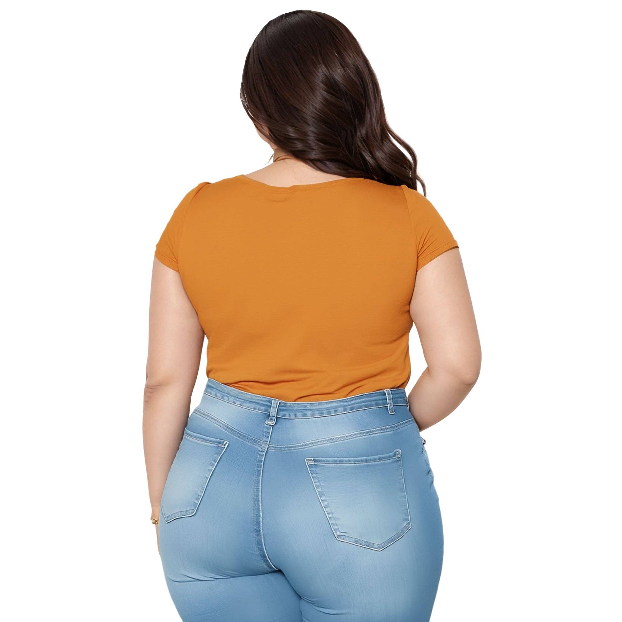 Robin K - Wholesale Bodysuit - Women's - Pleione Plus Size Women's Ribbed Funnel Bodysuit2