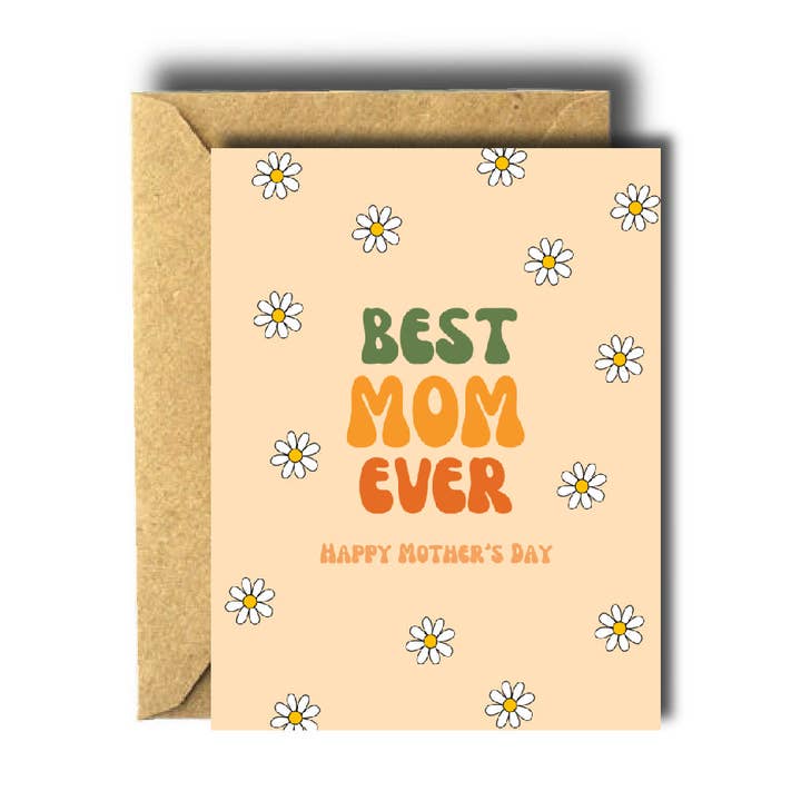 Biglietto retrò «Best Mom Ever» per la festa della mamma per la vendita all'ingrosso da parte di Bee Unique