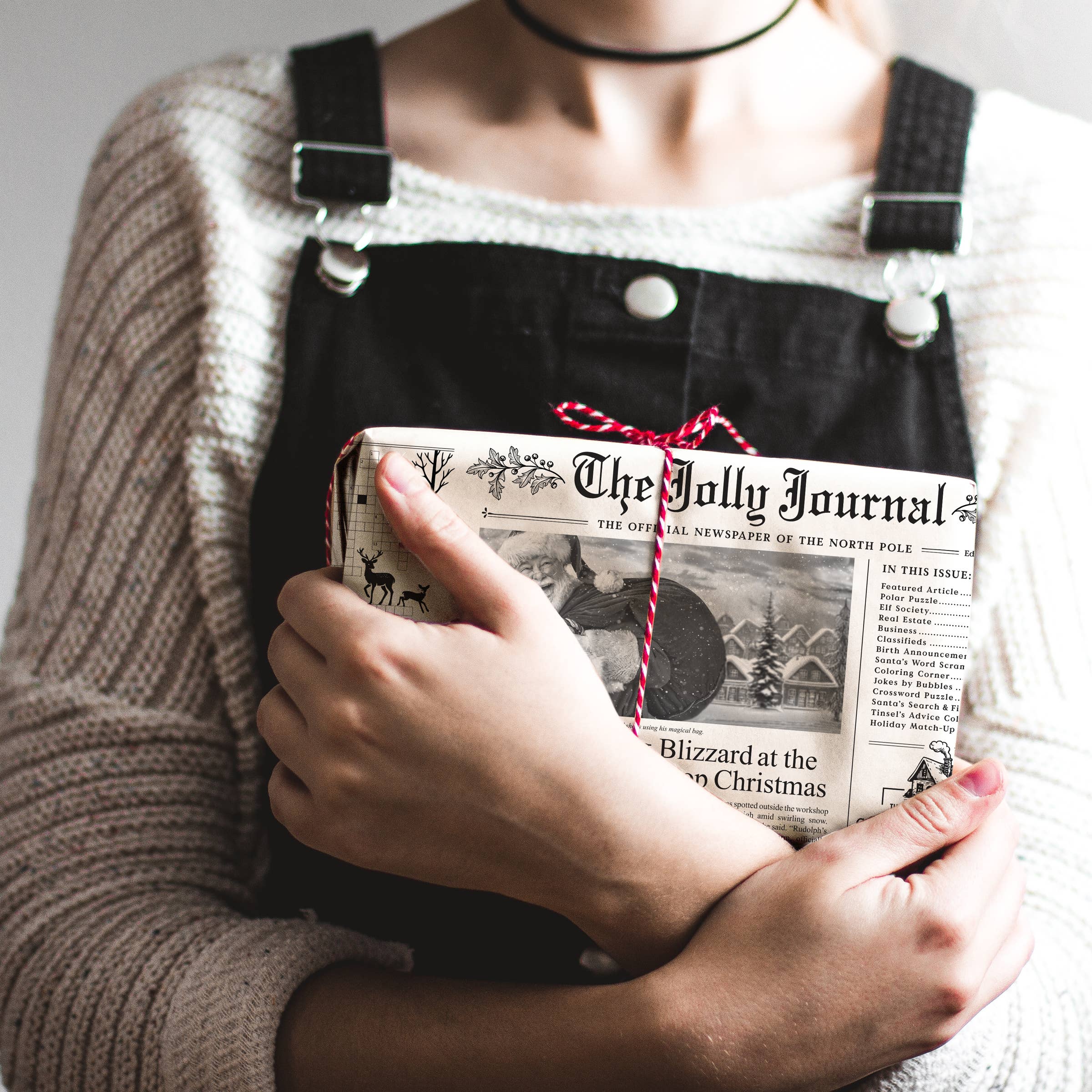 Inklings Paperie - Wholesale Flat Wrap - 4pk Christmas Newspaper Gift Wrap Sheets - The Jolly Journal6