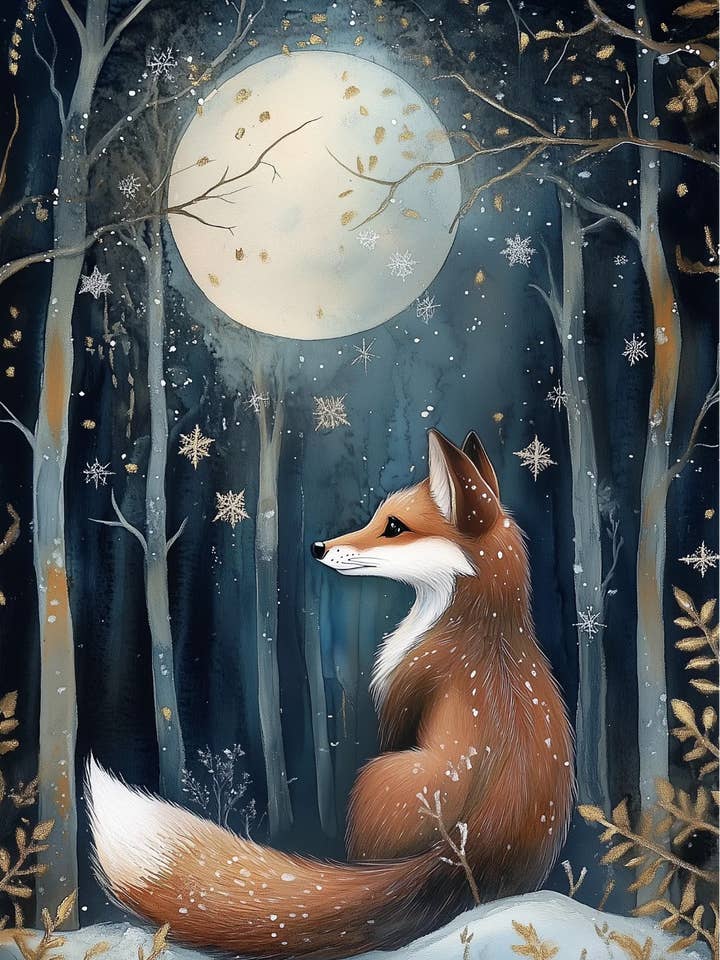 Moonlight Animals : Renard | Fanfreluches de Carte pour la vente par Fripperies