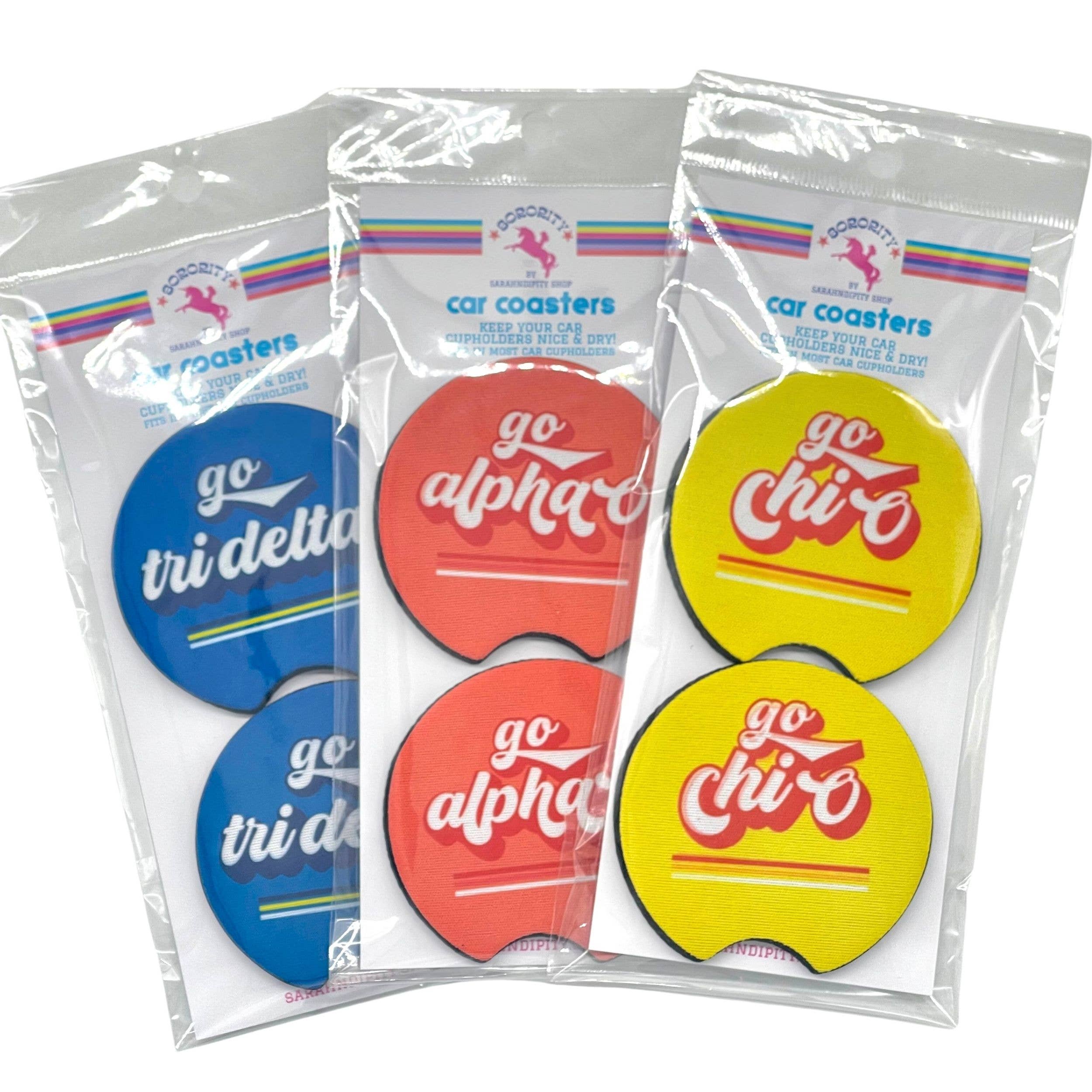 Sarahndipity Shop - Wholesale Car Coaster - Women's - Sorority Car Coasters - Go Design19