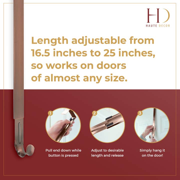 Haute Decor - Wholesale Door Hanger - Adaptâ„¢ Adjustable Length Wreath Hanger - Oil-Rubbed Bronze
